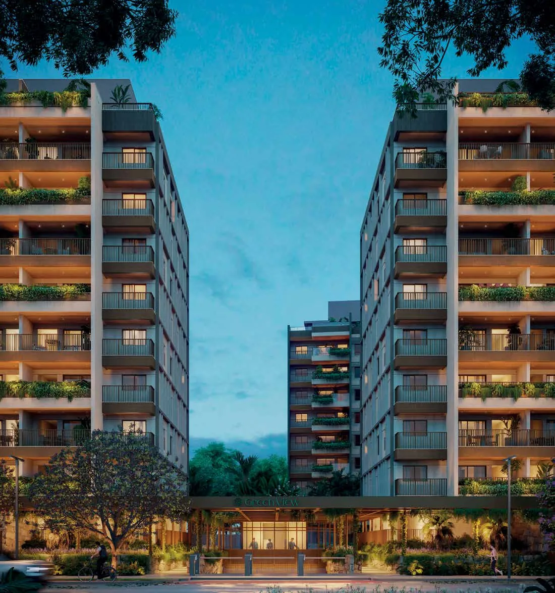 Blocos do Green Park ao crepúsculo
